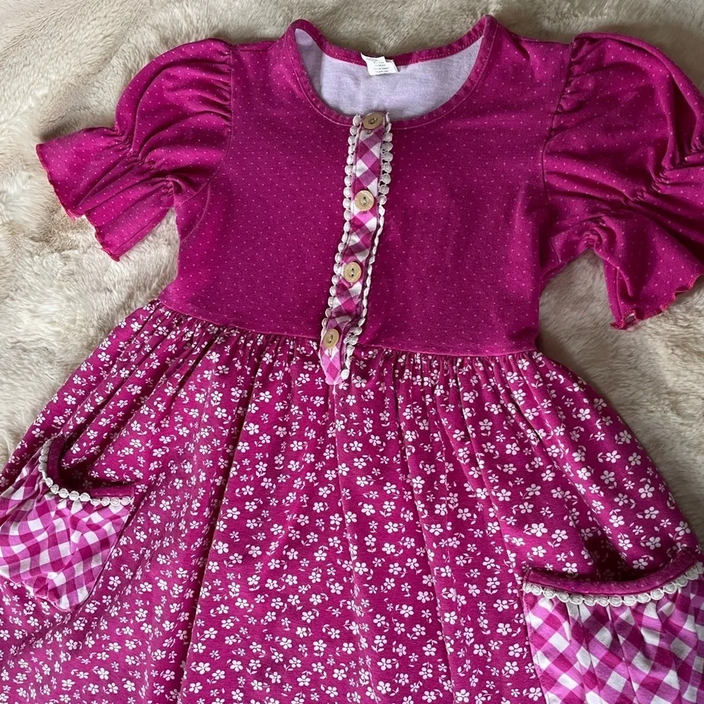 Ricrac & Ruffles pink floral dress